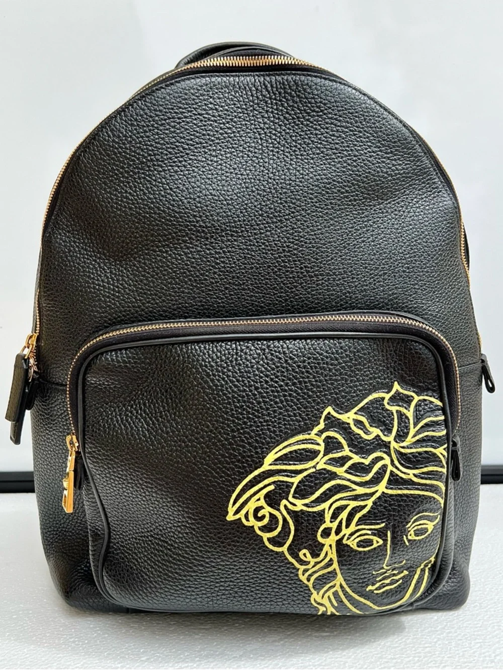 Versace Leather Medusa Backpack Black Travel Bag